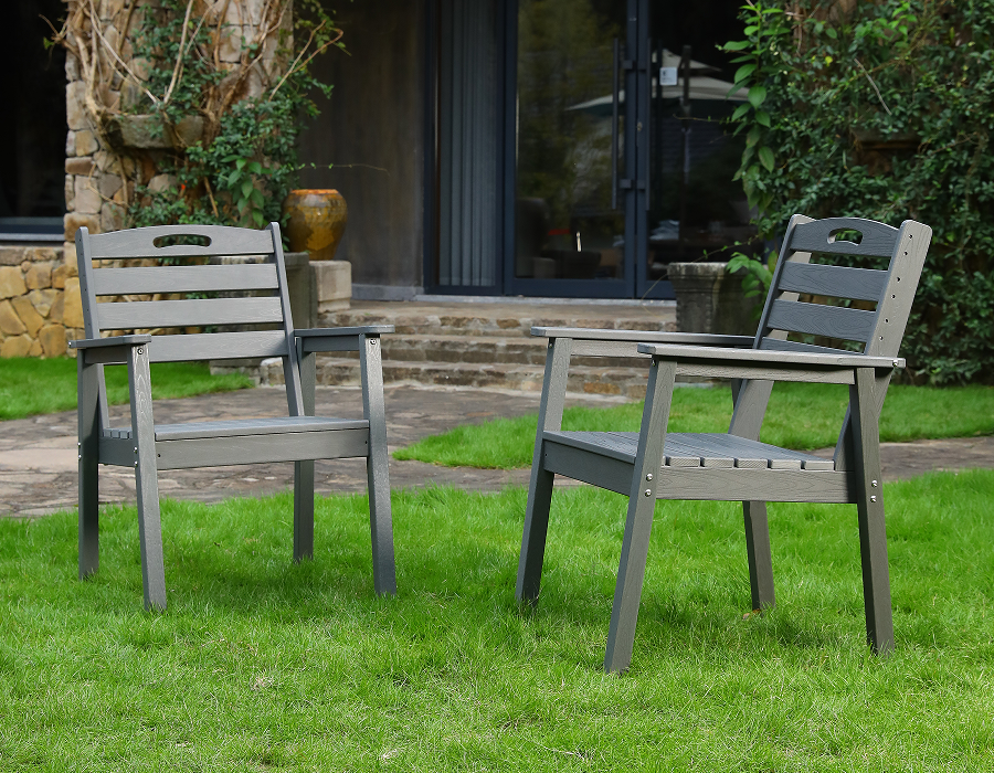 صندلی زغالی خاکستری 2 بسته کلاسیک X-Back HDPE Adirondack