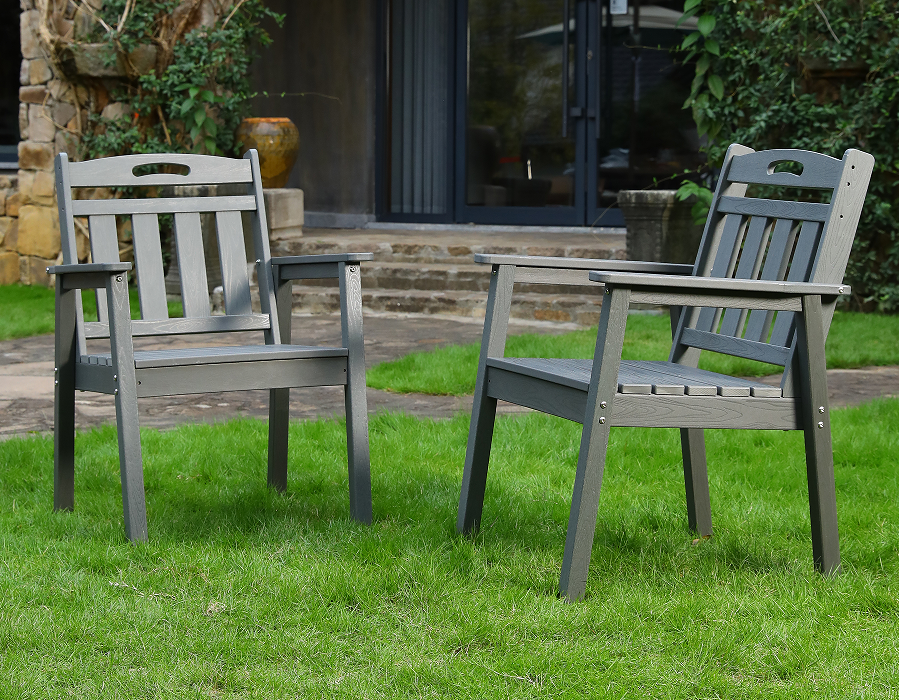 صندلی ناهار خوری خاکستری اسلیت 2 بسته ای راست HDPE Adirondack