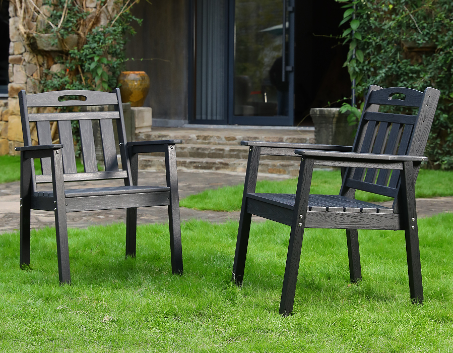 صندلی ناهار خوری 2 بسته مشکی عمودی HDPE Adirondack