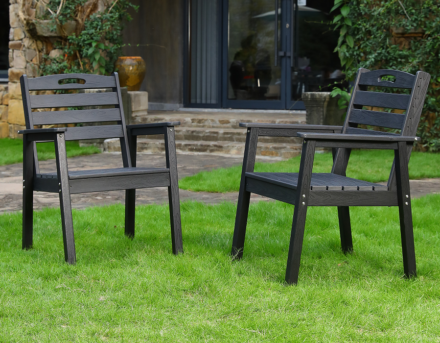 صندلی ناهار خوری صلیب پشتی 2 بسته مشکی HDPE Adirondack