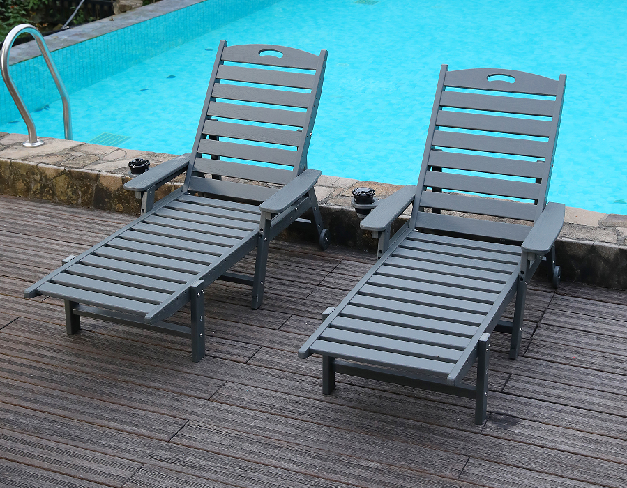 ست 2 بسته HDPE خوابیده Adirondack استورم گری